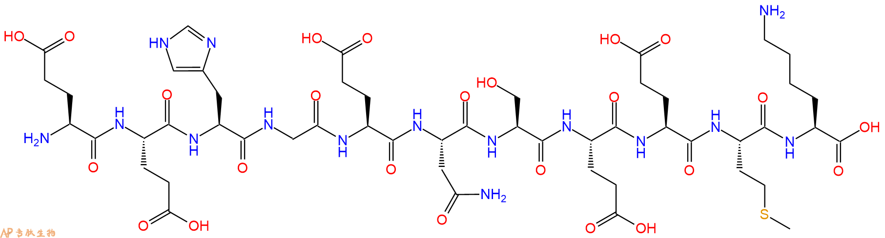 专肽生物产品H2N-Glu-Glu-His-Gly-Glu-Asn-Ser-Glu-Glu-Met-Lys-OH