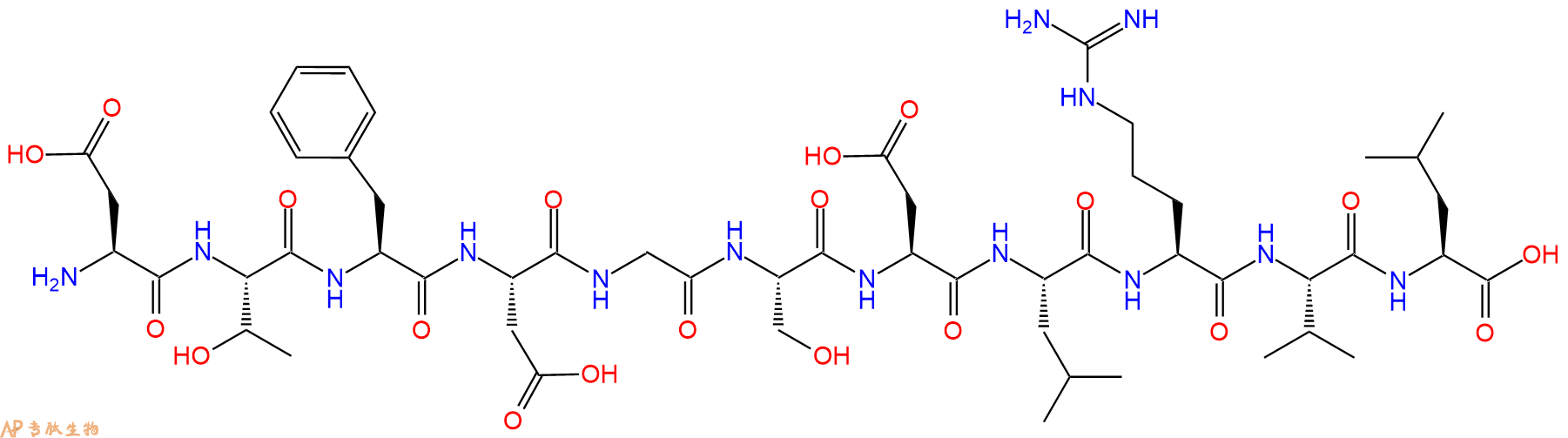 专肽生物产品H2N-Asp-Thr-Phe-Asp-Gly-Ser-Asp-Leu-Arg-Val-Leu-OH