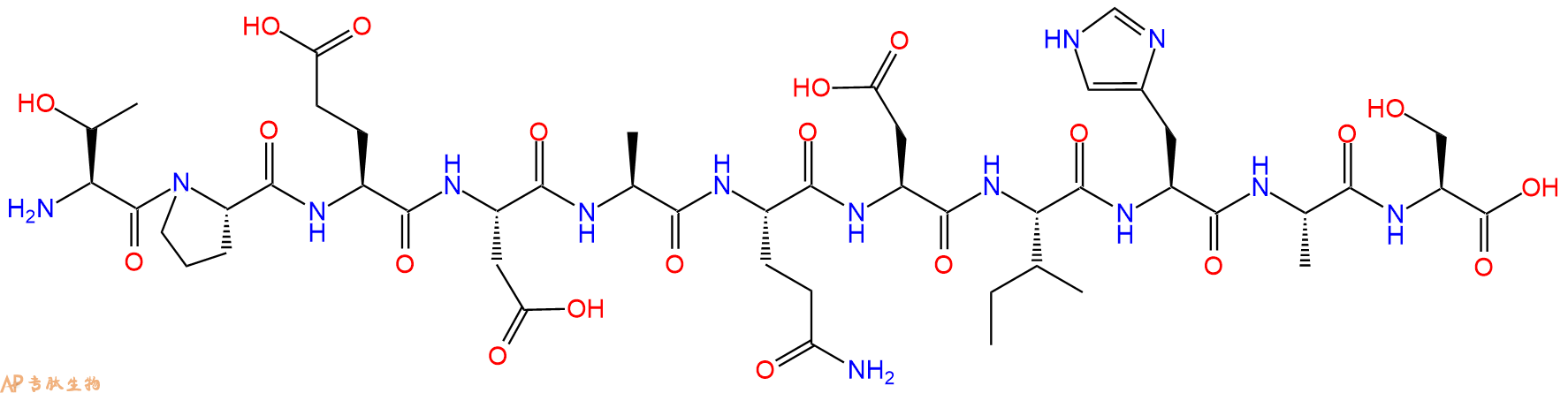 专肽生物产品H2N-Thr-Pro-Glu-Asp-Ala-Gln-Asp-Ile-His-Ala-Ser-OH