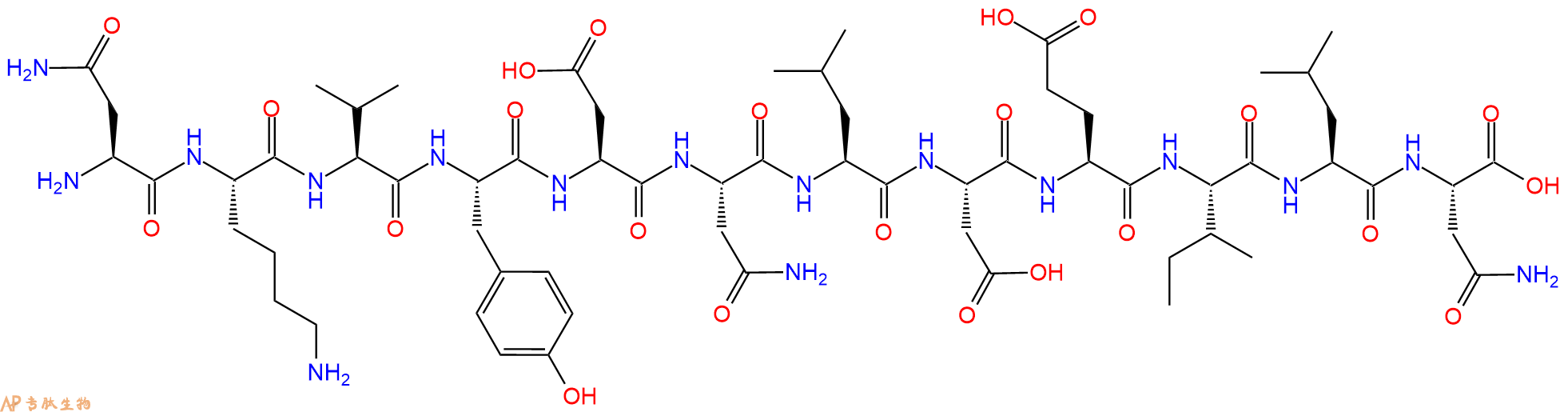 专肽生物产品H2N-Asn-Lys-Val-Tyr-Asp-Asn-Leu-Asp-Glu-Ile-Leu-Asn-OH