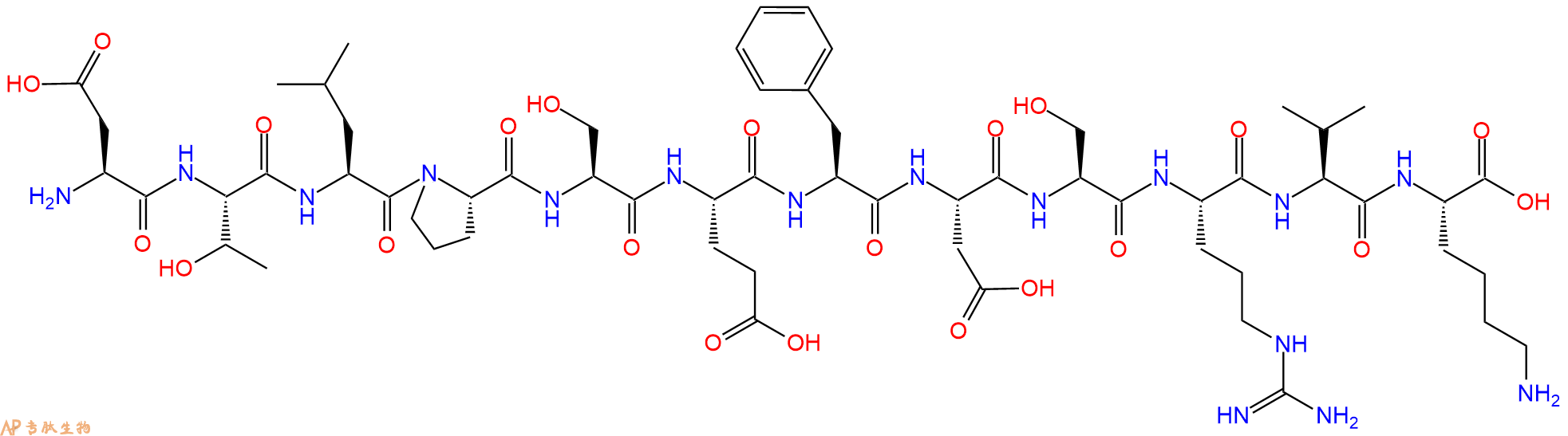 专肽生物产品H2N-Asp-Thr-Leu-Pro-Ser-Glu-Phe-Asp-Ser-Arg-Val-Lys-OH