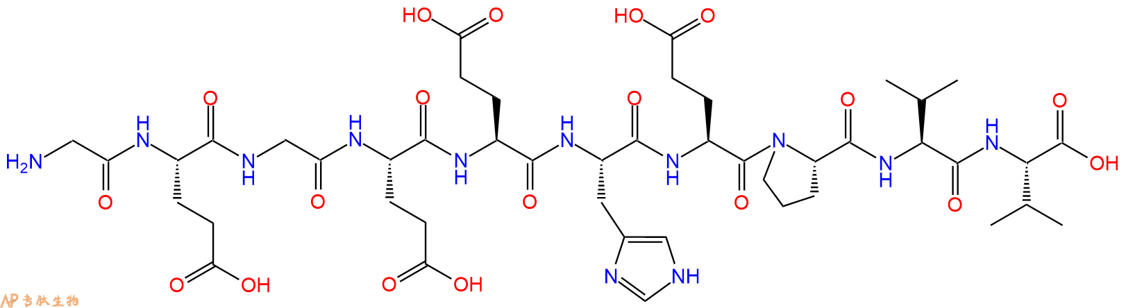 专肽生物产品H2N-Gly-Glu-Gly-Glu-Glu-His-Glu-Pro-Val-Val-OH