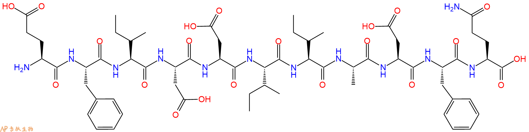 专肽生物产品H2N-Glu-Phe-Ile-Asp-Asp-Ile-Ile-Ala-Asp-Phe-Gln-OH