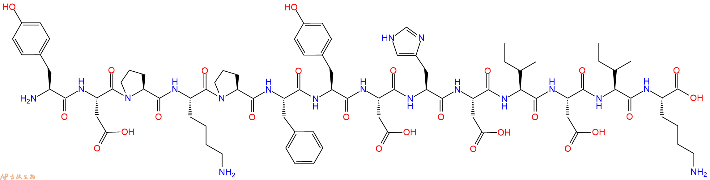 专肽生物产品H2N-Tyr-Asp-Pro-Lys-Pro-Phe-Tyr-Asp-His-Asp-Ile-Asp-Ile-Lys-OH