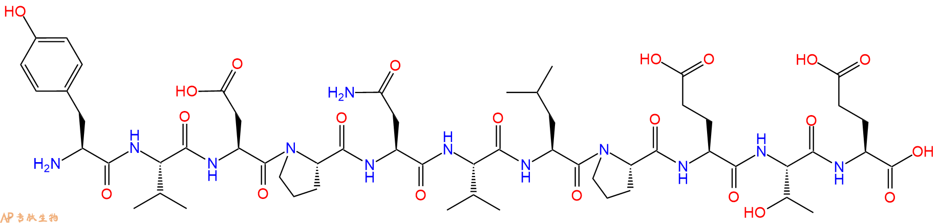 专肽生物产品H2N-Tyr-Val-Asp-Pro-Asn-Val-Leu-Pro-Glu-Thr-Glu-OH