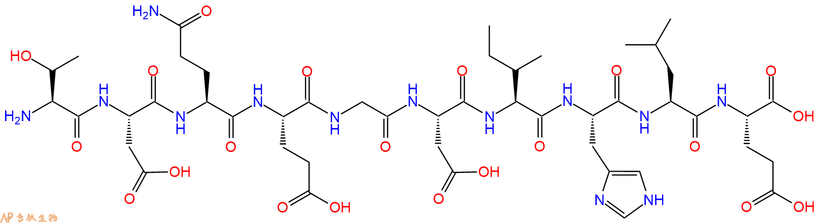 专肽生物产品H2N-Thr-Asp-Gln-Glu-Gly-Asp-Ile-His-Leu-Glu-OH
