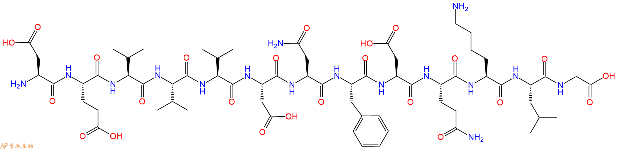 专肽生物产品H2N-Asp-Glu-Val-Val-Val-Asp-Asn-Phe-Asp-Gln-Lys-Leu-Gly-OH