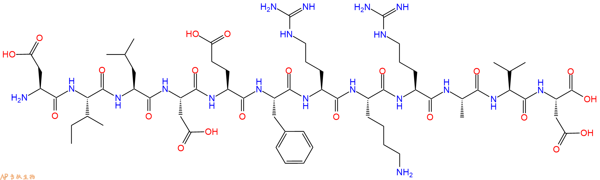专肽生物产品H2N-Asp-Ile-Leu-Asp-Glu-Phe-Arg-Lys-Arg-Ala-Val-Asp-OH