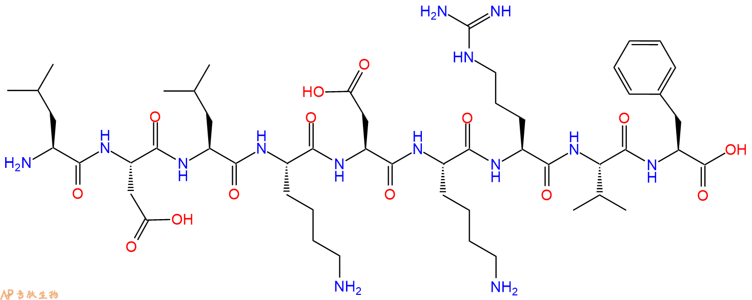 专肽生物产品H2N-Leu-Asp-Leu-Lys-Asp-Lys-Arg-Val-Phe-OH
