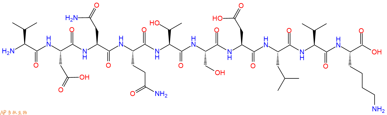专肽生物产品H2N-Val-Asp-Asn-Gln-Thr-Ser-Asp-Leu-Val-Lys-OH