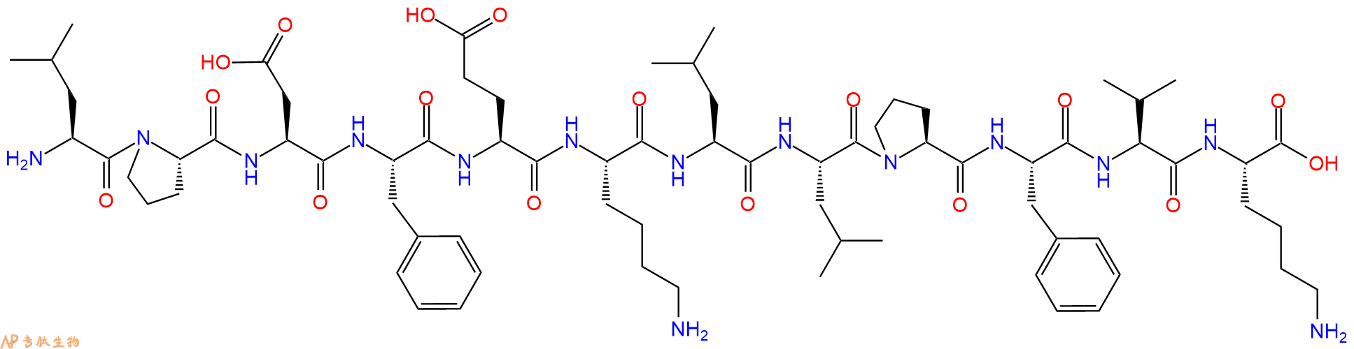 专肽生物产品H2N-Leu-Pro-Asp-Phe-Glu-Lys-Leu-Leu-Pro-Phe-Val-Lys-OH