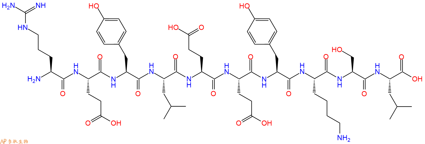 专肽生物产品H2N-Arg-Glu-Tyr-Leu-Glu-Glu-Tyr-Lys-Ser-Leu-OH