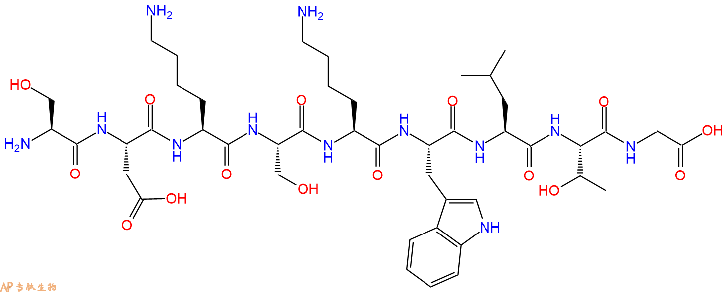 专肽生物产品H2N-Ser-Asp-Lys-Ser-Lys-Trp-Leu-Thr-Gly-OH