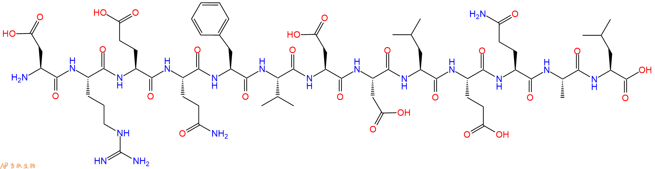 专肽生物产品H2N-Asp-Arg-Glu-Gln-Phe-Val-Asp-Asp-Leu-Glu-Gln-Ala-Leu-OH