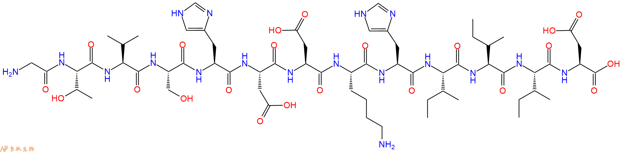 专肽生物产品H2N-Gly-Thr-Val-Ser-His-Asp-Asp-Lys-His-Ile-Ile-Ile-Asp-OH