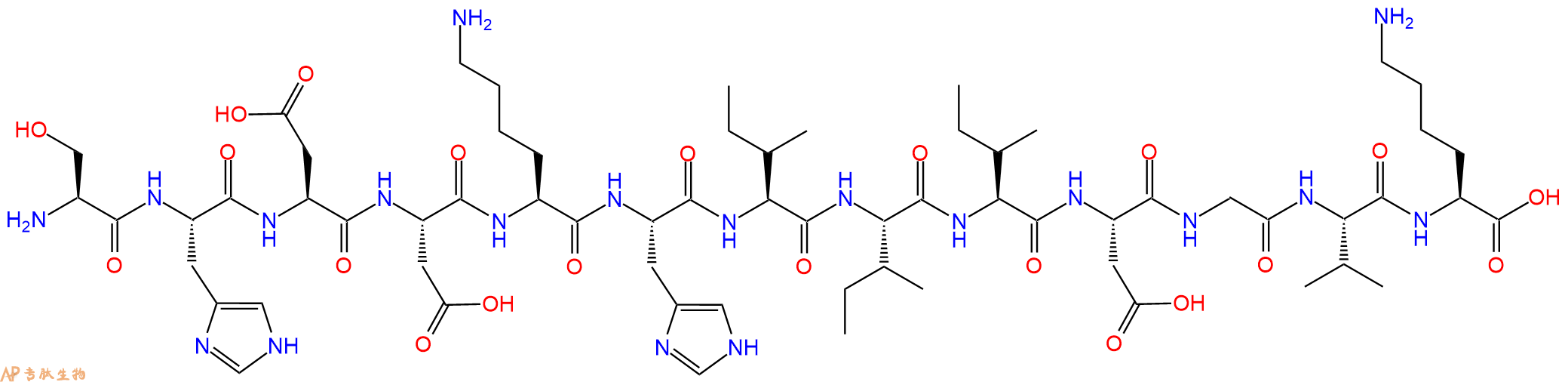 专肽生物产品H2N-Ser-His-Asp-Asp-Lys-His-Ile-Ile-Ile-Asp-Gly-Val-Lys-OH