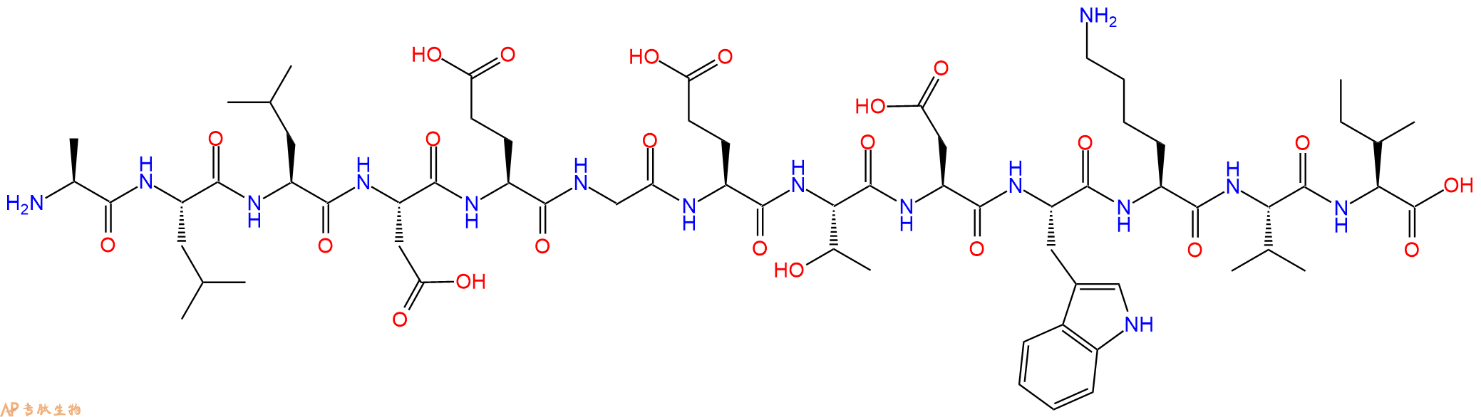 专肽生物产品H2N-Ala-Leu-Leu-Asp-Glu-Gly-Glu-Thr-Asp-Trp-Lys-Val-Ile-OH