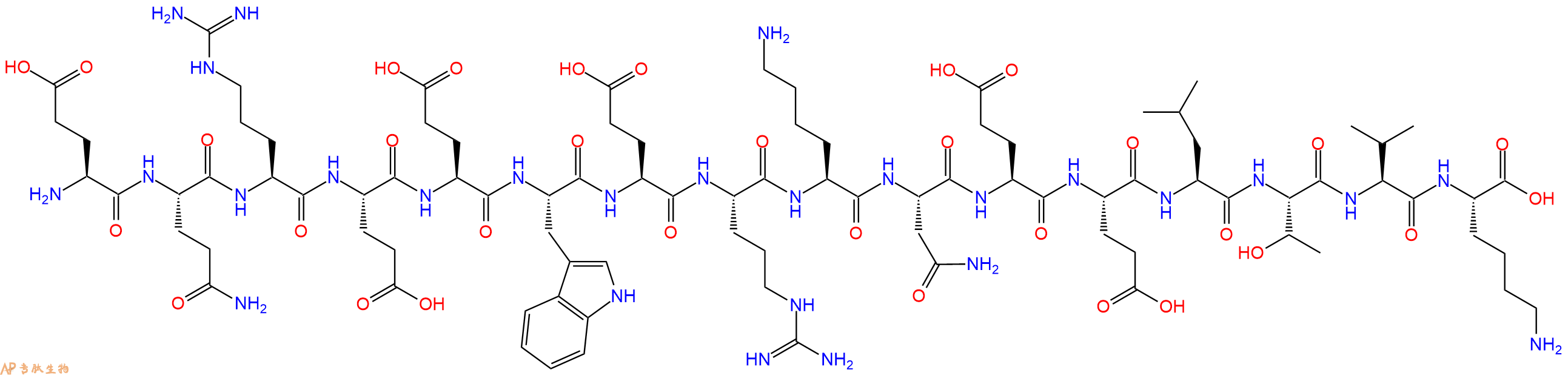 专肽生物产品H2N-Glu-Gln-Arg-Glu-Glu-Trp-Glu-Arg-Lys-Asn-Glu-Glu-Leu-Thr-Val-Lys-OH