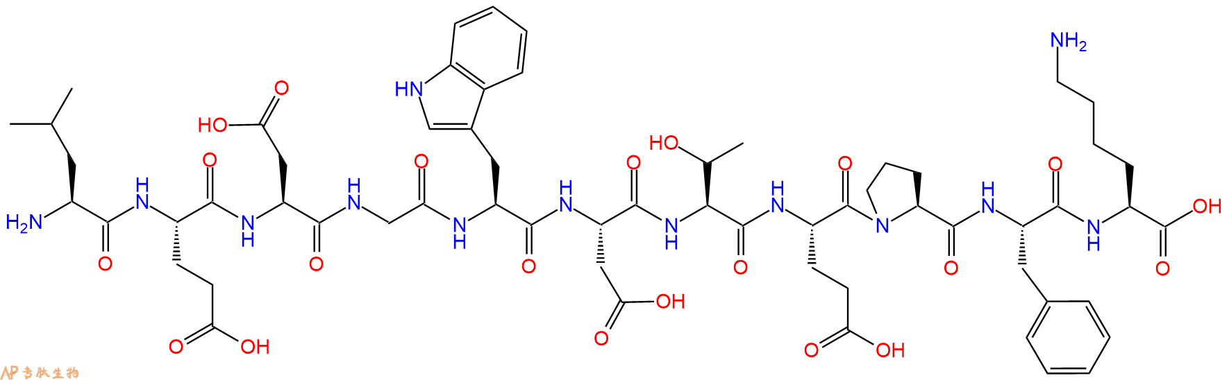 专肽生物产品H2N-Leu-Glu-Asp-Gly-Trp-Asp-Thr-Glu-Pro-Phe-Lys-OH