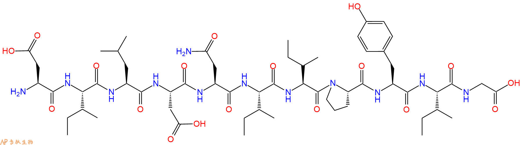 专肽生物产品H2N-Asp-Ile-Leu-Asp-Asn-Ile-Ile-Pro-Tyr-Ile-Gly-OH