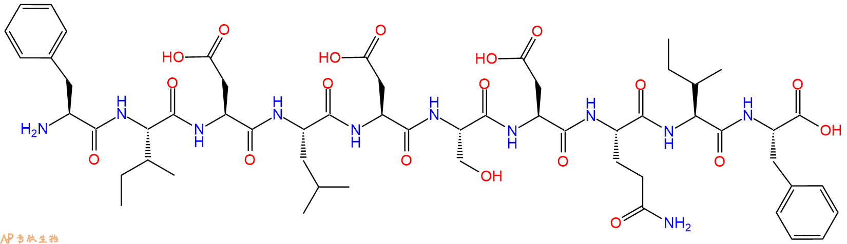 专肽生物产品H2N-Phe-Ile-Asp-Leu-Asp-Ser-Asp-Gln-Ile-Phe-OH