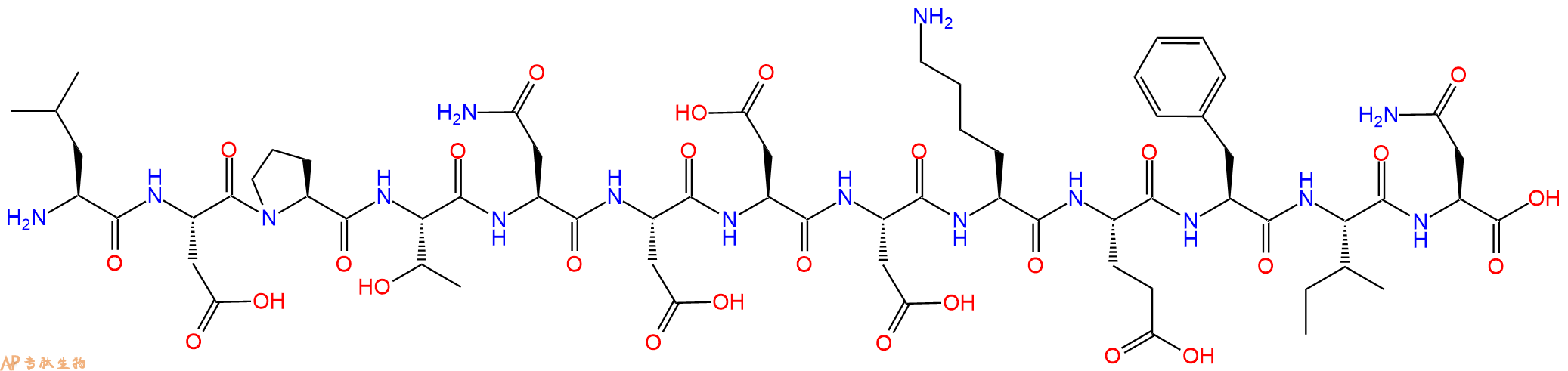 专肽生物产品H2N-Leu-Asp-Pro-Thr-Asn-Asp-Asp-Asp-Lys-Glu-Phe-Ile-Asn-OH
