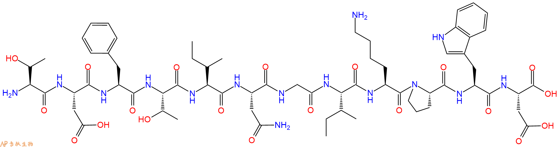 专肽生物产品H2N-Thr-Asp-Phe-Thr-Ile-Asn-Gly-Ile-Lys-Pro-Trp-Asp-OH