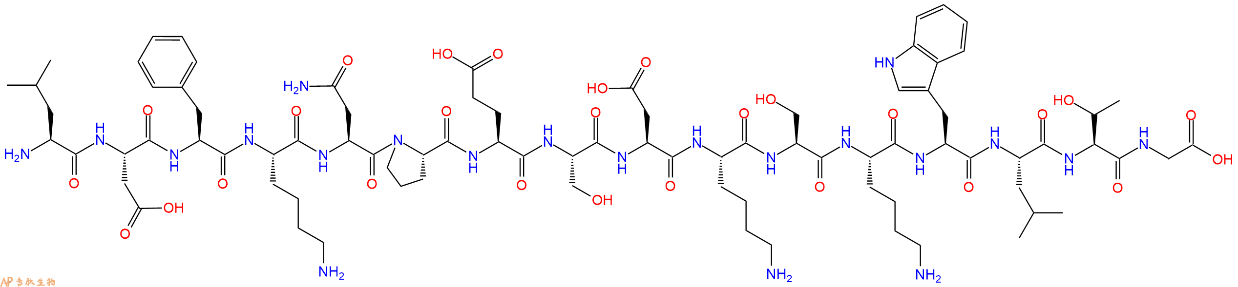 专肽生物产品H2N-Leu-Asp-Phe-Lys-Asn-Pro-Glu-Ser-Asp-Lys-Ser-Lys-Trp-Leu-Thr-Gly-OH