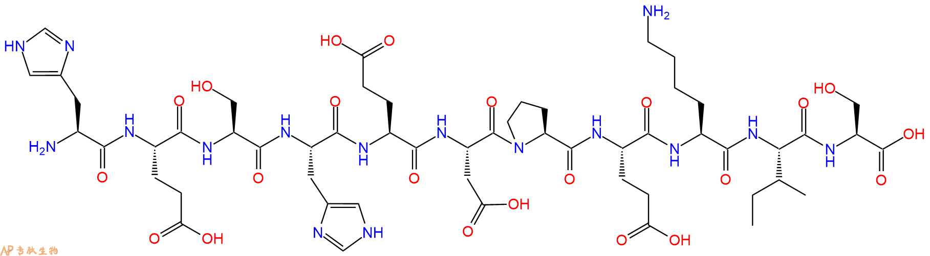 专肽生物产品H2N-His-Glu-Ser-His-Glu-Asp-Pro-Glu-Lys-Ile-Ser-OH