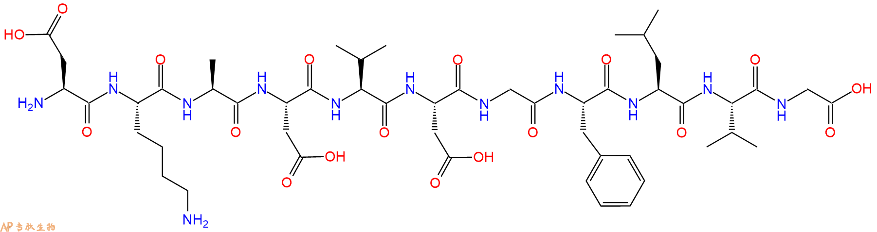 专肽生物产品H2N-Asp-Lys-Ala-Asp-Val-Asp-Gly-Phe-Leu-Val-Gly-OH