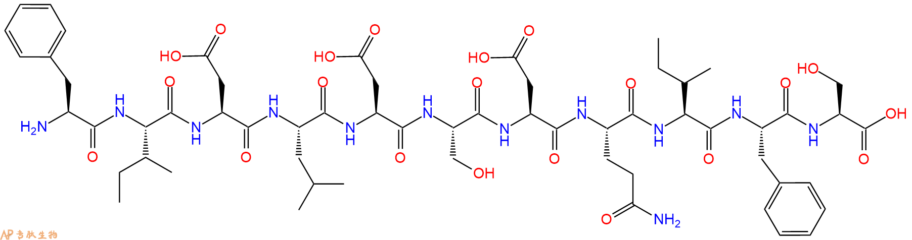 专肽生物产品H2N-Phe-Ile-Asp-Leu-Asp-Ser-Asp-Gln-Ile-Phe-Ser-OH