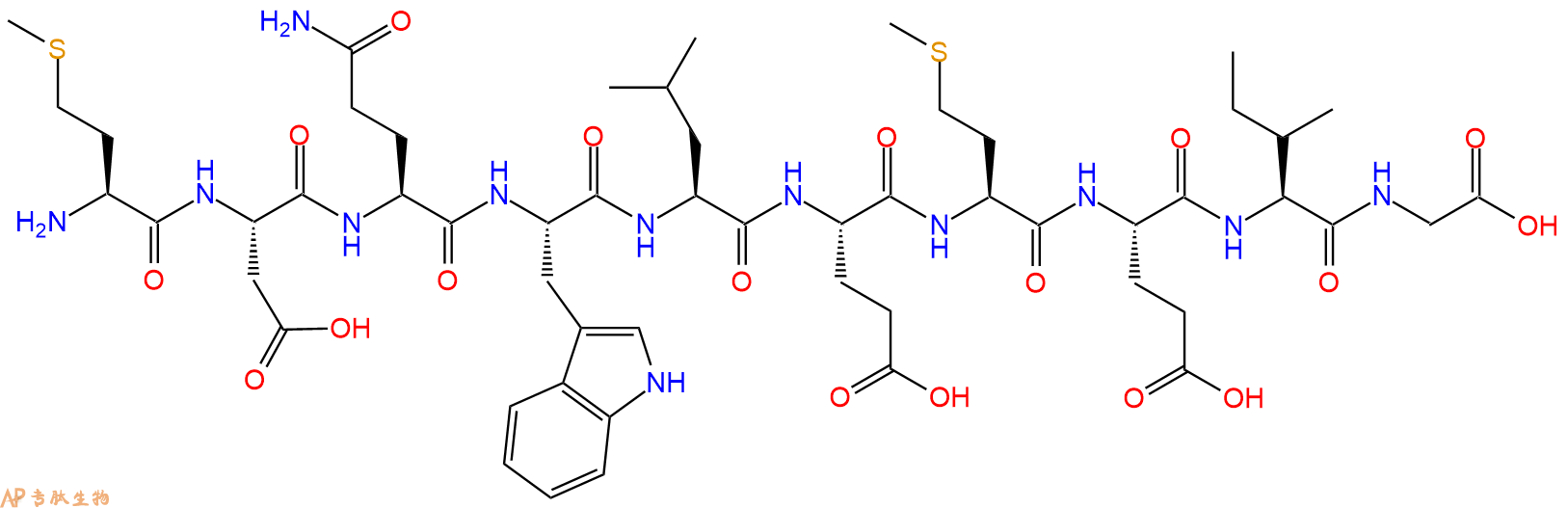专肽生物产品H2N-Met-Asp-Gln-Trp-Leu-Glu-Met-Glu-Ile-Gly-OH