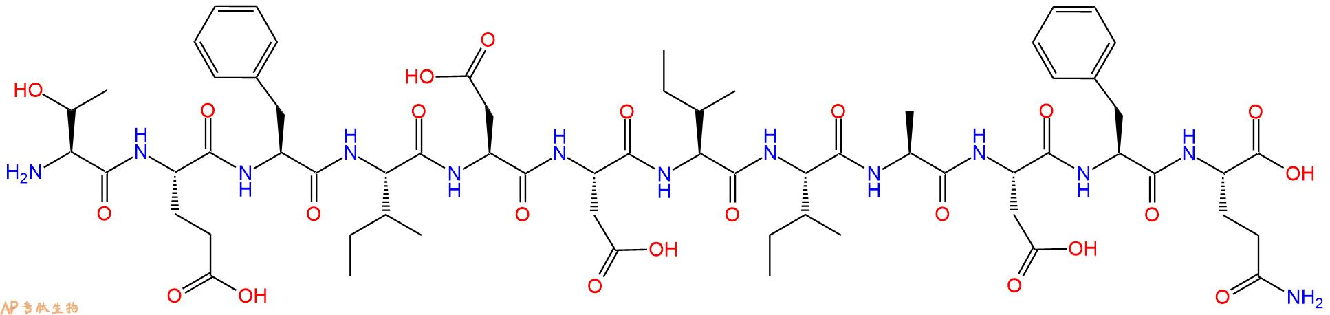 专肽生物产品H2N-Thr-Glu-Phe-Ile-Asp-Asp-Ile-Ile-Ala-Asp-Phe-Gln-OH
