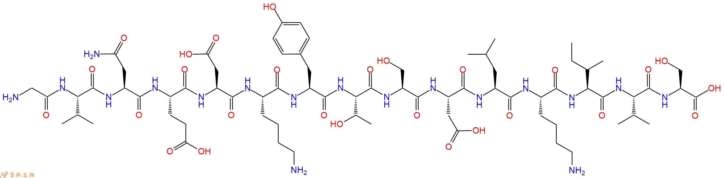 专肽生物产品H2N-Gly-Val-Asn-Glu-Asp-Lys-Tyr-Thr-Ser-Asp-Leu-Lys-Ile-Val-Ser-OH