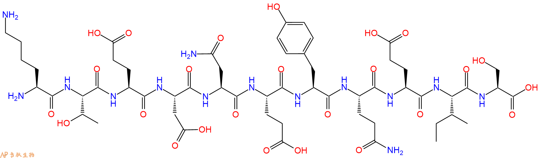 专肽生物产品H2N-Lys-Thr-Glu-Asp-Asn-Glu-Tyr-Gln-Glu-Ile-Ser-OH