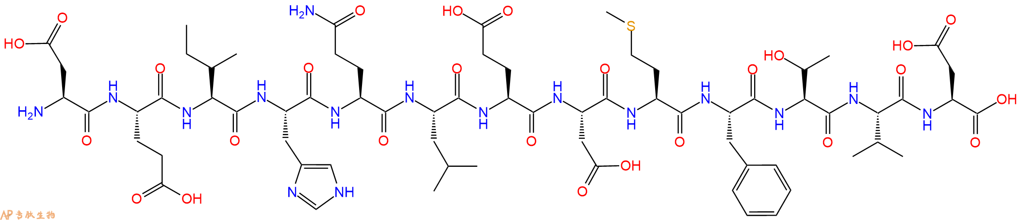 专肽生物产品H2N-Asp-Glu-Ile-His-Gln-Leu-Glu-Asp-Met-Phe-Thr-Val-Asp-OH