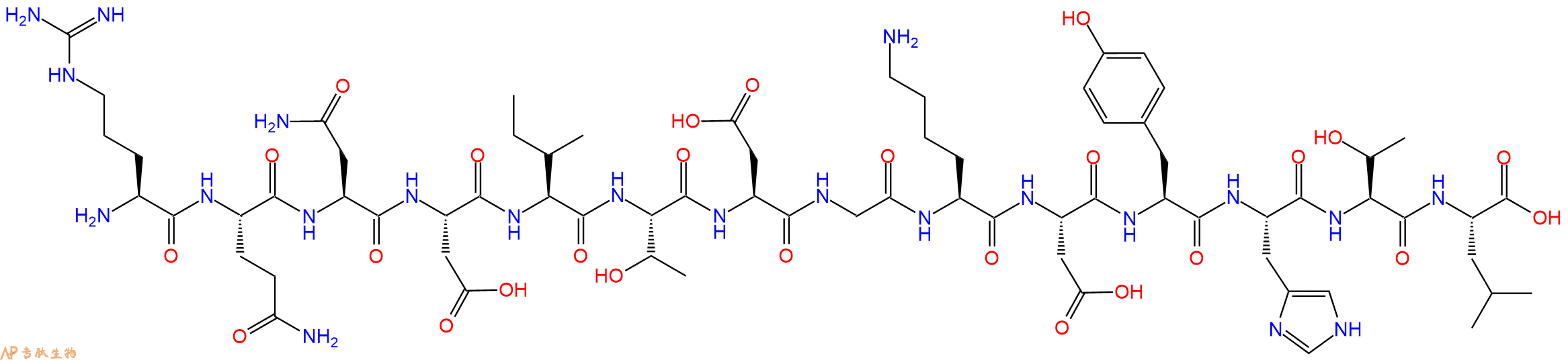 专肽生物产品H2N-Arg-Gln-Asn-Asp-Ile-Thr-Asp-Gly-Lys-Asp-Tyr-His-Thr-Leu-OH