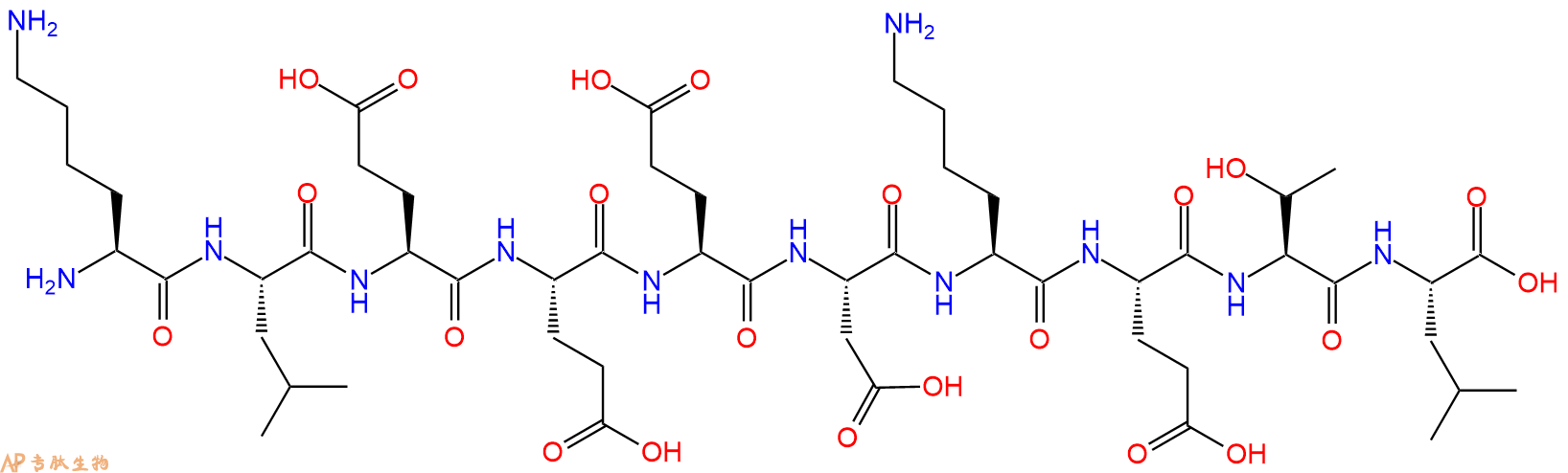 专肽生物产品H2N-Lys-Leu-Glu-Glu-Glu-Asp-Lys-Glu-Thr-Leu-OH