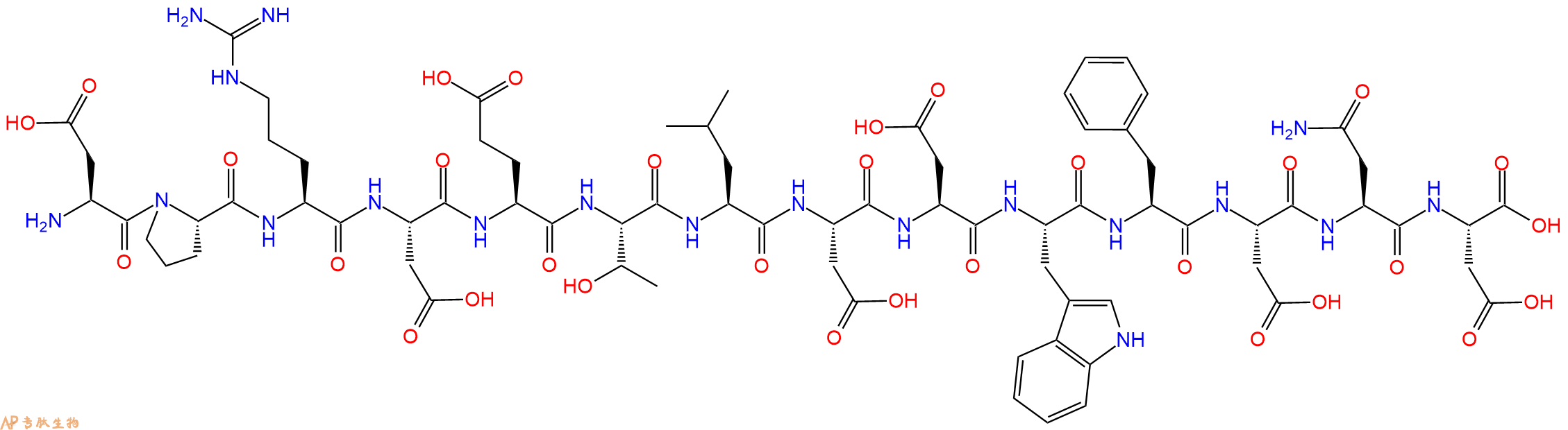 专肽生物产品H2N-Asp-Pro-Arg-Asp-Glu-Thr-Leu-Asp-Asp-Trp-Phe-Asp-Asn-Asp-OH