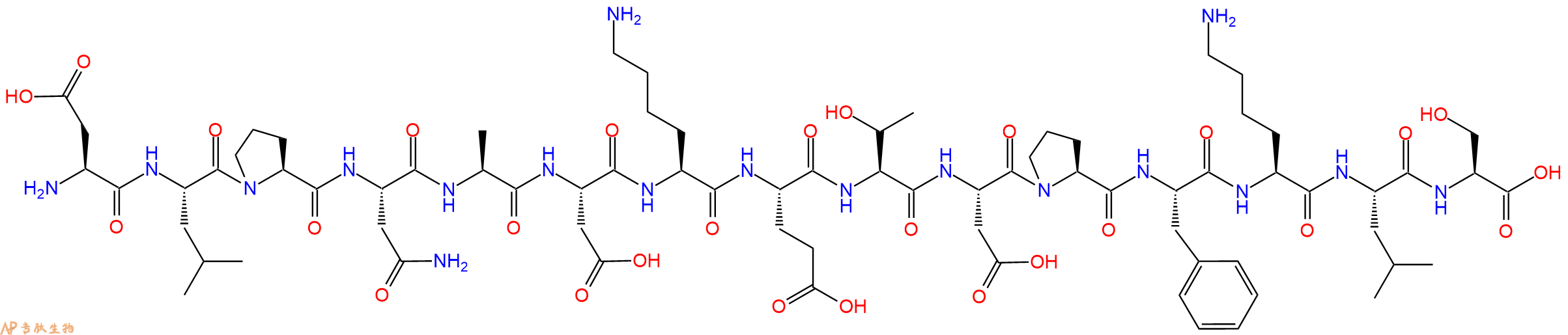 专肽生物产品H2N-Asp-Leu-Pro-Asn-Ala-Asp-Lys-Glu-Thr-Asp-Pro-Phe-Lys-Leu-Ser-OH