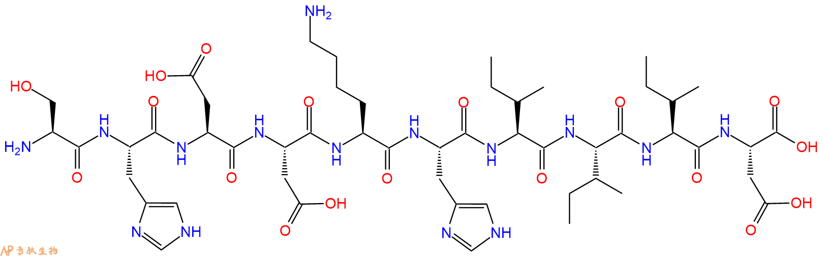 专肽生物产品H2N-Ser-His-Asp-Asp-Lys-His-Ile-Ile-Ile-Asp-OH