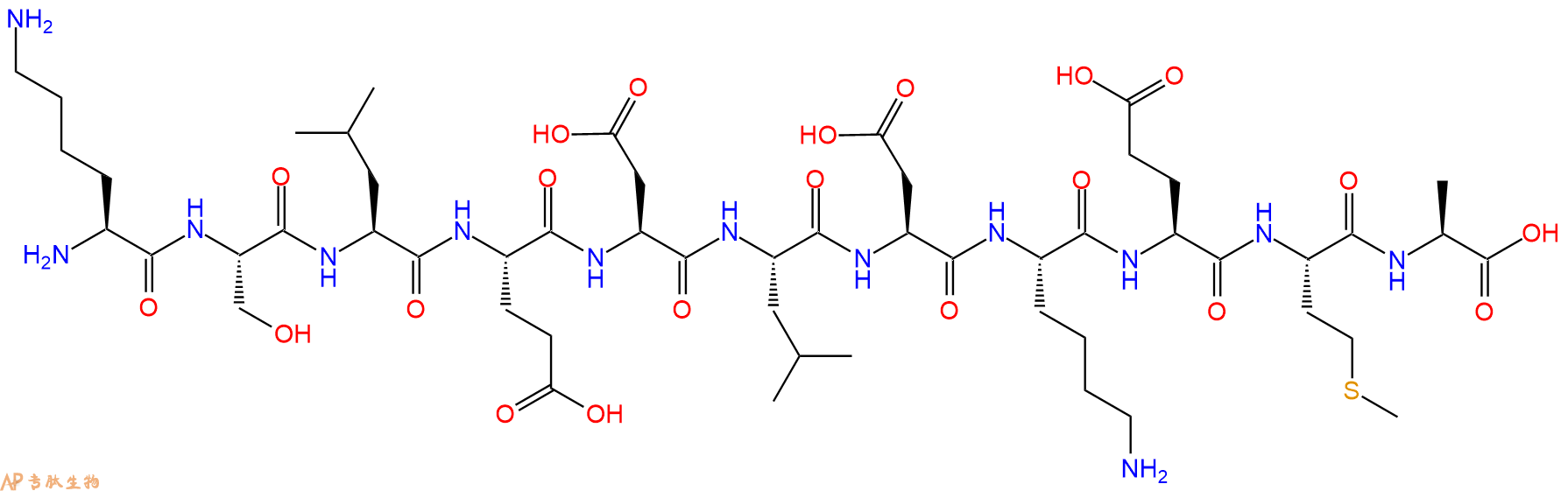 专肽生物产品H2N-Lys-Ser-Leu-Glu-Asp-Leu-Asp-Lys-Glu-Met-Ala-OH