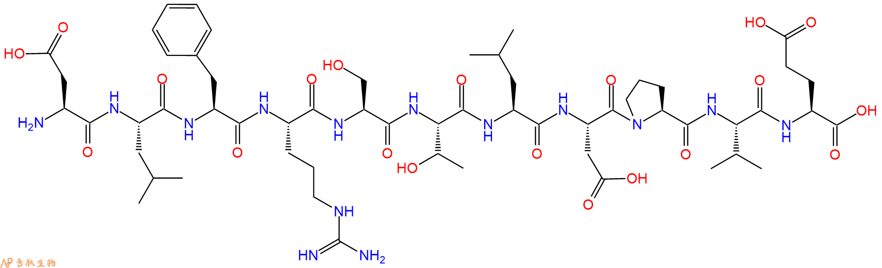专肽生物产品H2N-Asp-Leu-Phe-Arg-Ser-Thr-Leu-Asp-Pro-Val-Glu-OH
