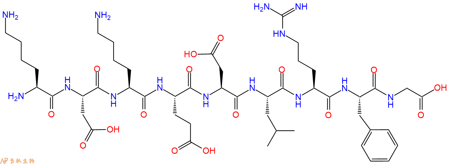 专肽生物产品H2N-Lys-Asp-Lys-Glu-Asp-Leu-Arg-Phe-Gly-OH