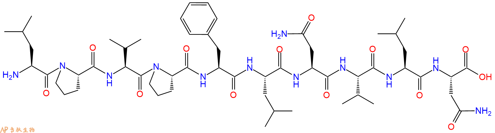 专肽生物产品H2N-Leu-Pro-Val-Pro-Phe-Leu-Asn-Val-Leu-Asn-OH