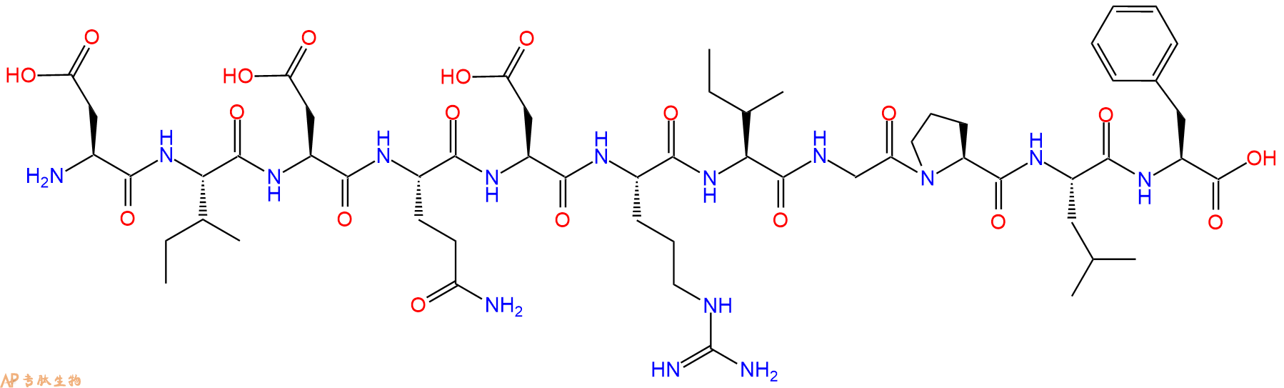 专肽生物产品H2N-Asp-Ile-Asp-Gln-Asp-Arg-Ile-Gly-Pro-Leu-Phe-OH
