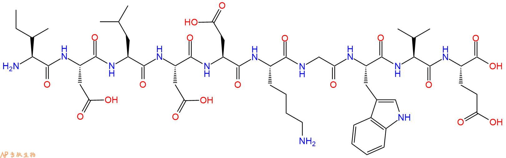专肽生物产品H2N-Ile-Asp-Leu-Asp-Asp-Lys-Gly-Trp-Val-Glu-OH