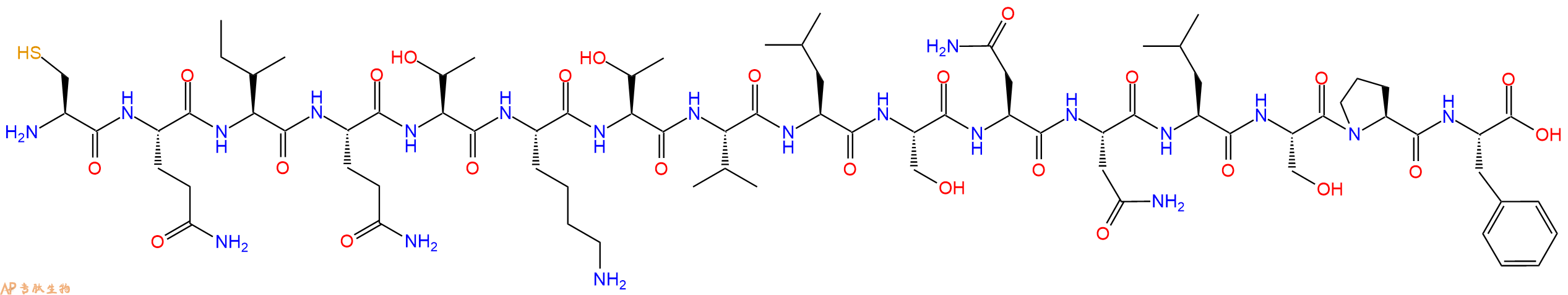 专肽生物产品H2N-Cys-Gln-Ile-Gln-Thr-Lys-Thr-Val-Leu-Ser-Asn-Asn-Leu-Ser-Pro-Phe-OH
