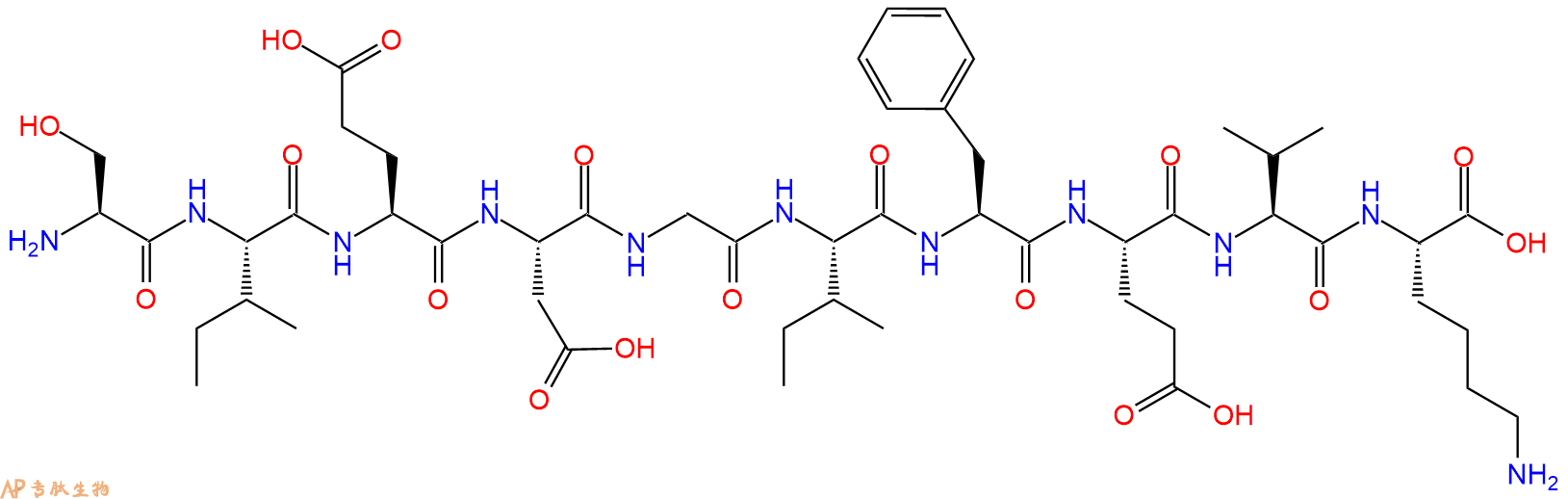 专肽生物产品H2N-Ser-Ile-Glu-Asp-Gly-Ile-Phe-Glu-Val-Lys-OH