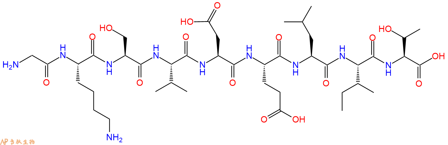 专肽生物产品H2N-Gly-Lys-Ser-Val-Asp-Glu-Leu-Ile-Thr-OH